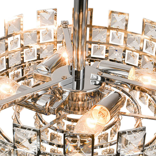 Modern 4 - Light Hollow Design Drum Crystal Semi - Flush Mount Ceiling Light - Yiilighting