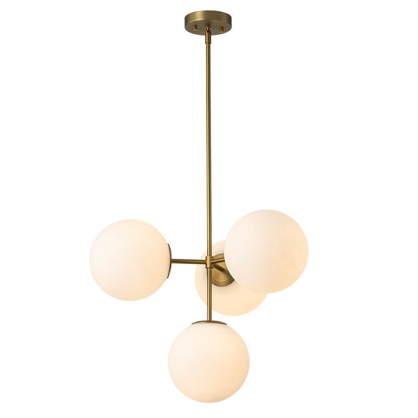 Modern 4 - Light Opal Glass Globe Semi Flush Chandelier - Yiilighting