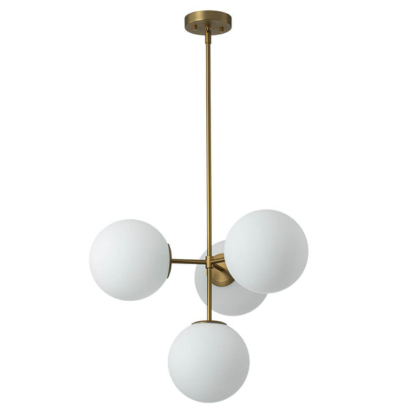 Modern 4 - Light Opal Glass Globe Semi Flush Chandelier - Yiilighting