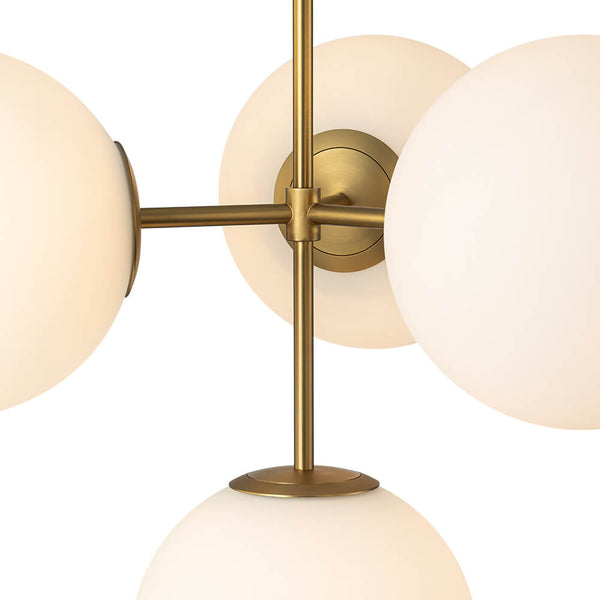 Modern 4 - Light Opal Glass Globe Semi Flush Chandelier - Yiilighting