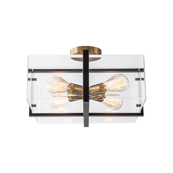 Modern 4 - Light Square Glass Semi - Flush Mount Ceiling Light - Yiilighting