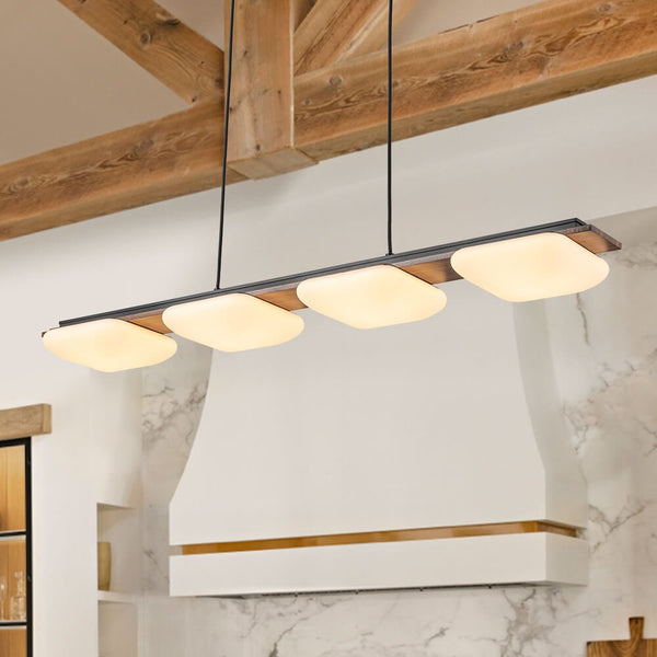 Modern 4 - Light Wood Kitchen Island Linear Chandelier - Yiilighting