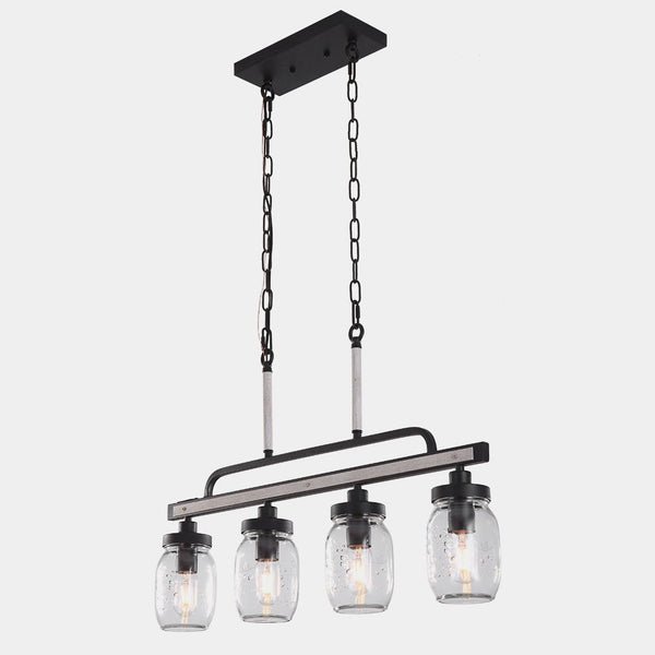 Modern 4 Lights Mason Jar Glass Pendant Chandelier - Yiilighting