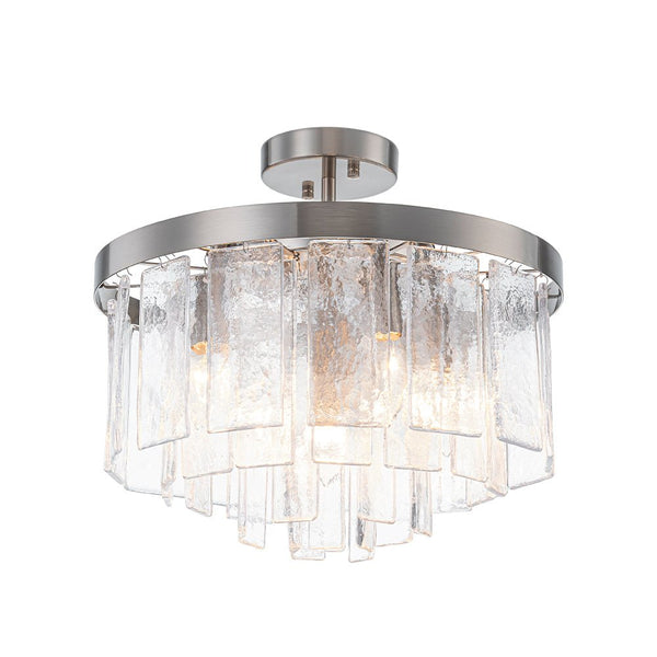 Modern 5 - Light Ice - Patterned Rectangular Glass Round Convertible Design Chandelier - Yiilighting