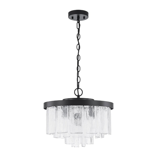 Modern 5 - Light Ice - Patterned Rectangular Glass Round Convertible Design Chandelier - Yiilighting