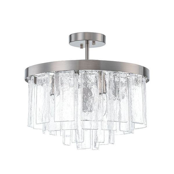 Modern 5 - Light Ice - Patterned Rectangular Glass Round Convertible Design Chandelier - Yiilighting