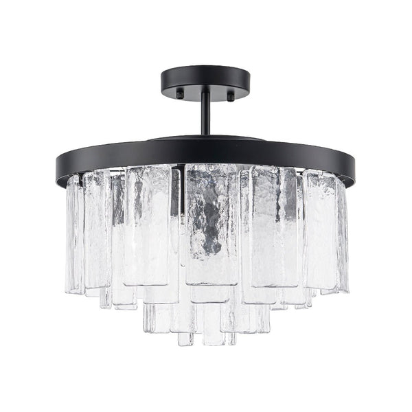 Modern 5 - Light Ice - Patterned Rectangular Glass Round Convertible Design Chandelier - Yiilighting
