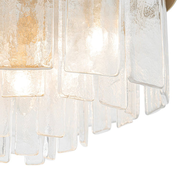 Modern 5 - Light Ice - Patterned Rectangular Glass Round Convertible Design Chandelier - Yiilighting