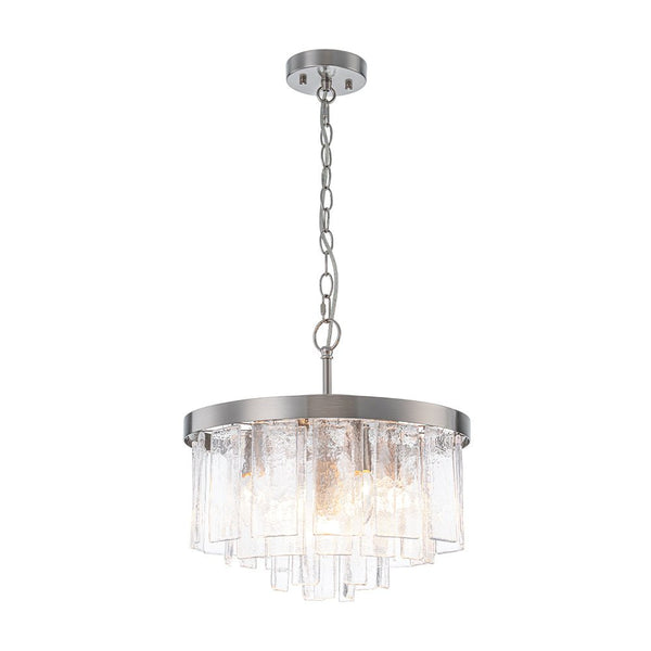 Modern 5 - Light Ice - Patterned Rectangular Glass Round Convertible Design Chandelier - Yiilighting