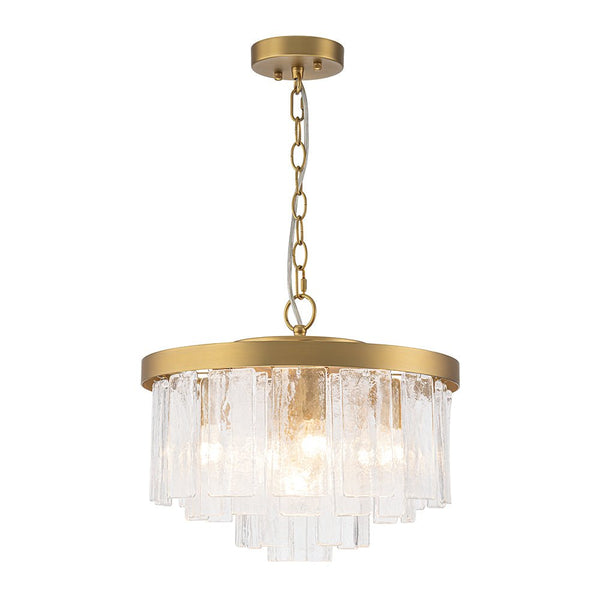 Modern 5 - Light Ice - Patterned Rectangular Glass Round Convertible Design Chandelier - Yiilighting