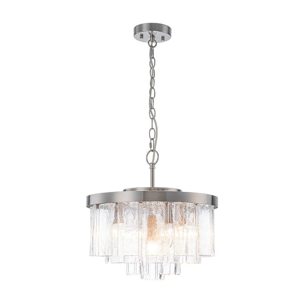 Modern 5 - Light Ice - Patterned Rectangular Glass Round Convertible Design Chandelier - Yiilighting