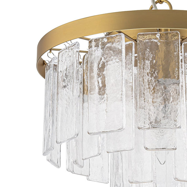 Modern 5 - Light Ice - Patterned Rectangular Glass Round Convertible Design Chandelier - Yiilighting