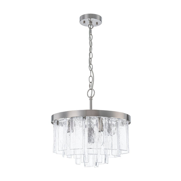 Modern 5 - Light Ice - Patterned Rectangular Glass Round Convertible Design Chandelier - Yiilighting