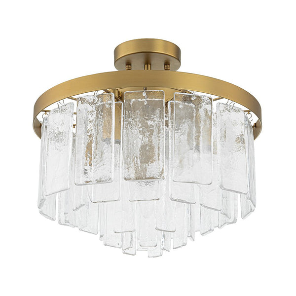 Modern 5 - Light Ice - Patterned Rectangular Glass Round Convertible Design Chandelier - Yiilighting