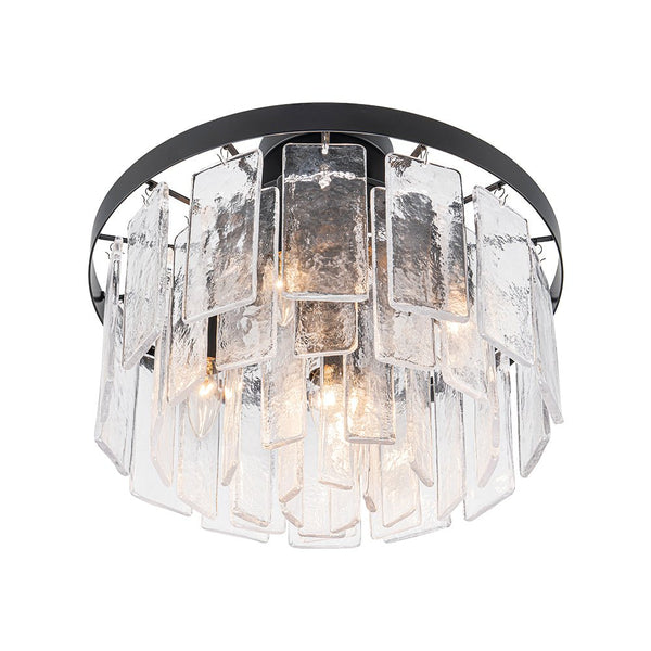 Modern 5 - Light Ice - Patterned Rectangular Glass Round Convertible Design Chandelier - Yiilighting