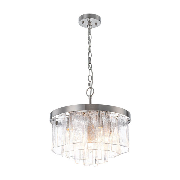 Modern 5 - Light Ice - Patterned Rectangular Glass Round Convertible Design Chandelier - Yiilighting