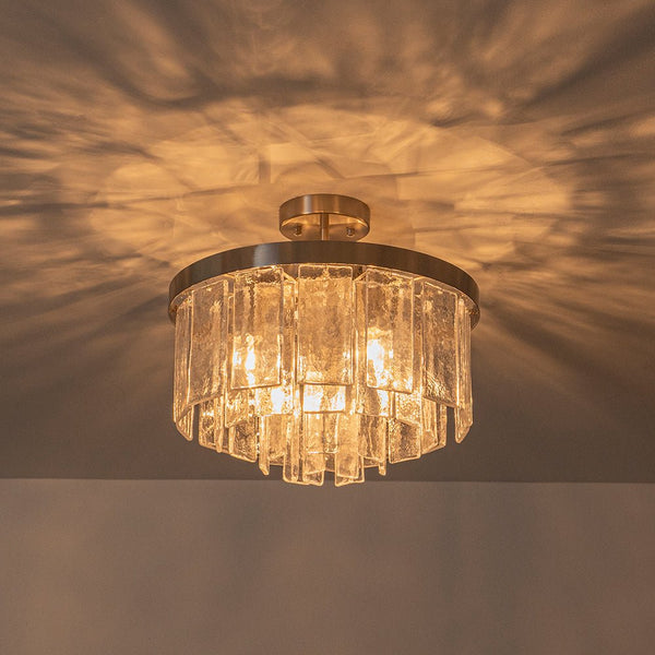 Modern 5 - Light Ice - Patterned Rectangular Glass Round Convertible Design Chandelier - Yiilighting