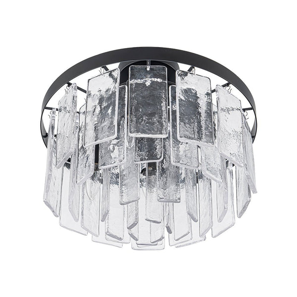 Modern 5 - Light Ice - Patterned Rectangular Glass Round Convertible Design Chandelier - Yiilighting