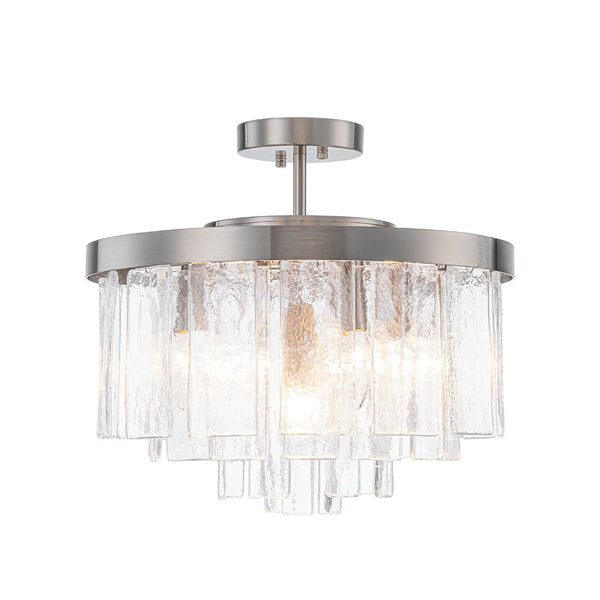 Modern 5 - Light Ice - Patterned Rectangular Glass Round Convertible Design Chandelier - Yiilighting