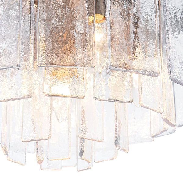 Modern 5 - Light Ice - Patterned Rectangular Glass Round Convertible Design Chandelier - Yiilighting