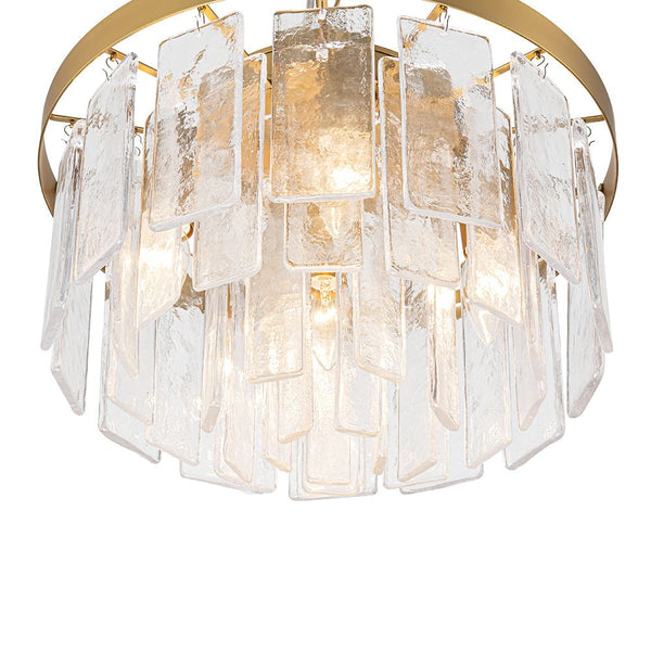 Modern 5 - Light Ice - Patterned Rectangular Glass Round Convertible Design Chandelier - Yiilighting