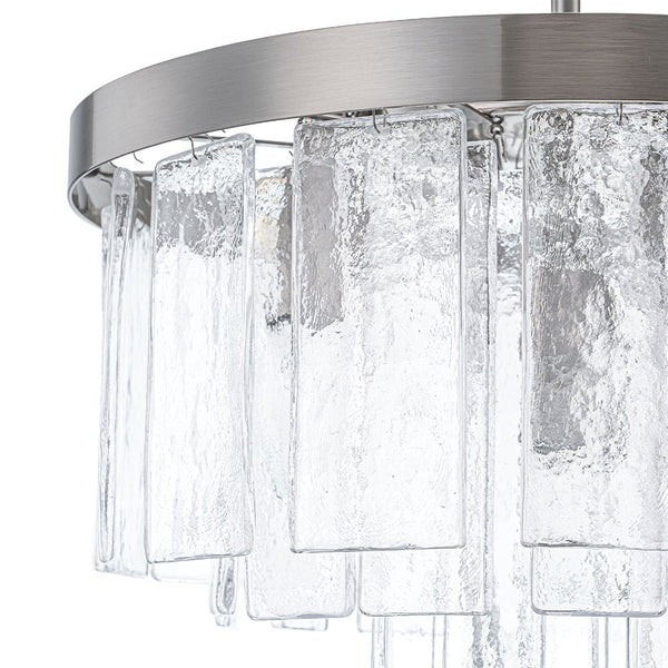 Modern 5 - Light Ice - Patterned Rectangular Glass Round Convertible Design Chandelier - Yiilighting