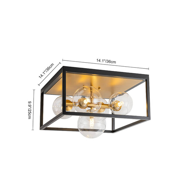 Modern 5 - Light Square Frame Glass Globe Flush Mount - Yiilighting