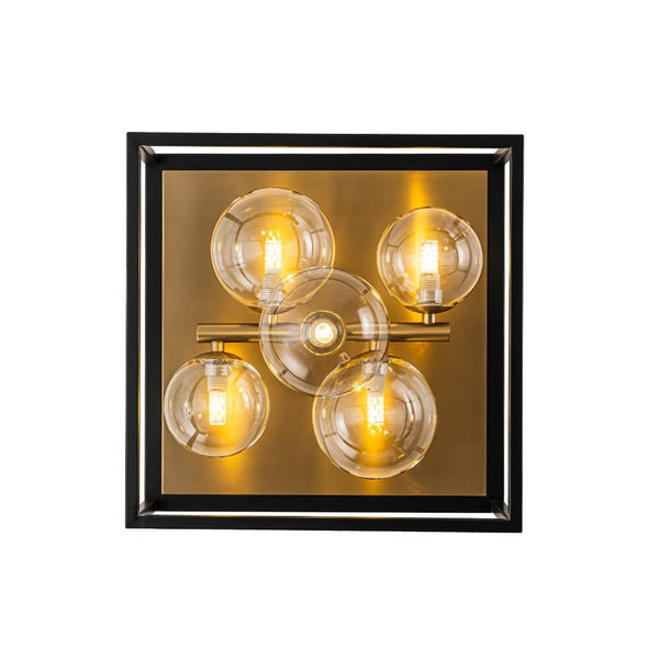 Modern 5 - Light Square Frame Glass Globe Flush Mount - Yiilighting