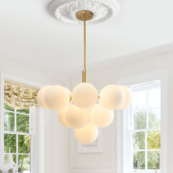 Modern 5/13 Light Opal Glass Cluster Bubble Chandelier - Yiilighting