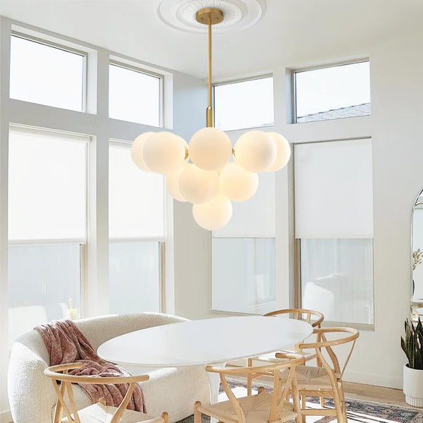 Modern 5/13 Light Opal Glass Cluster Bubble Chandelier - Yiilighting