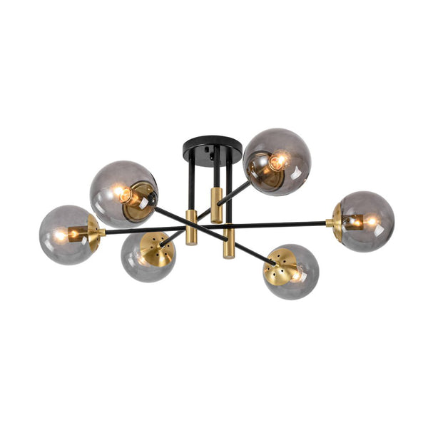 Modern 6 - Lght Bubble Glass Globe Iron Sputnik Ceiling Light - Yiilighting