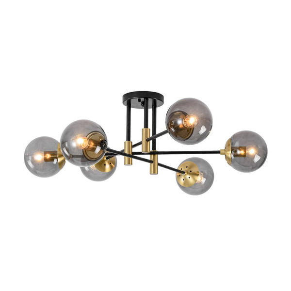 Modern 6 - Lght Bubble Glass Globe Iron Sputnik Ceiling Light - Yiilighting