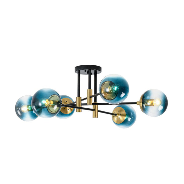 Modern 6 - Lght Bubble Glass Globe Iron Sputnik Ceiling Light - Yiilighting