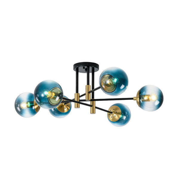 Modern 6 - Lght Bubble Glass Globe Iron Sputnik Ceiling Light - Yiilighting