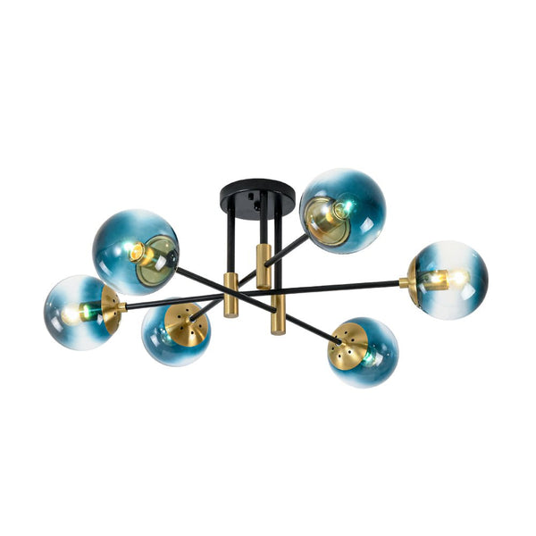 Modern 6 - Lght Bubble Glass Globe Iron Sputnik Ceiling Light - Yiilighting