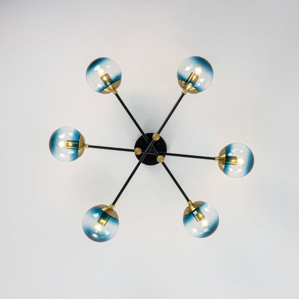 Modern 6 - Lght Bubble Glass Globe Iron Sputnik Ceiling Light - Yiilighting