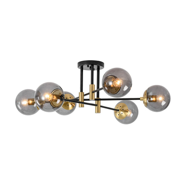 Modern 6 - Lght Bubble Glass Globe Iron Sputnik Ceiling Light - Yiilighting