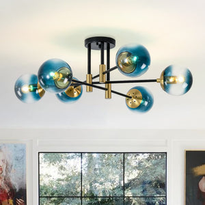 Modern 6 - Lght Bubble Glass Globe Iron Sputnik Ceiling Light - Yiilighting