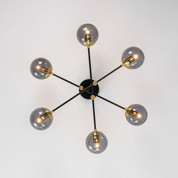 Modern 6 - Lght Bubble Glass Globe Iron Sputnik Ceiling Light - Yiilighting