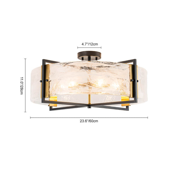 Modern 6 - Light Drum Glass Semi - Flush Mount Ceiling Light - Yiilighting