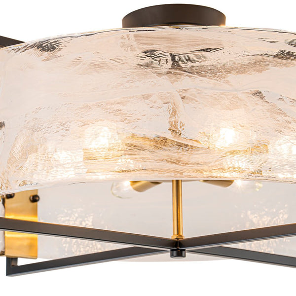 Modern 6 - Light Drum Glass Semi - Flush Mount Ceiling Light - Yiilighting