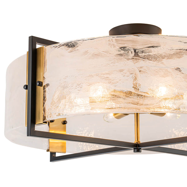 Modern 6 - Light Drum Glass Semi - Flush Mount Ceiling Light - Yiilighting