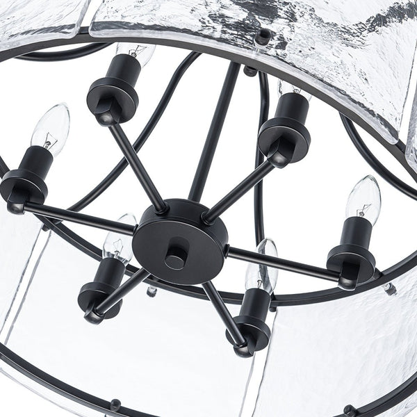 Modern 6-Light Glass Drum Lantern Pendant - Yiilighting