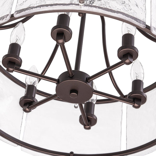 Modern 6-Light Glass Drum Lantern Pendant - Yiilighting