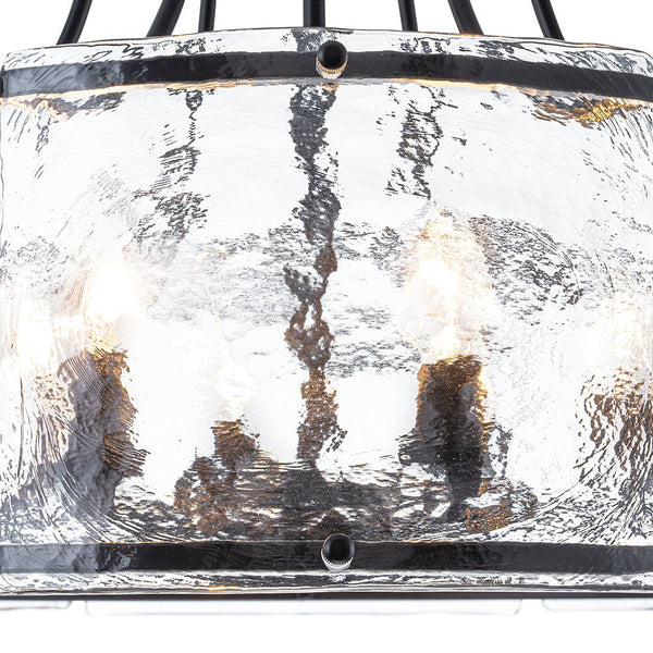 Modern 6-Light Glass Drum Lantern Pendant - Yiilighting