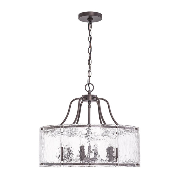 Modern 6-Light Glass Drum Lantern Pendant - Yiilighting
