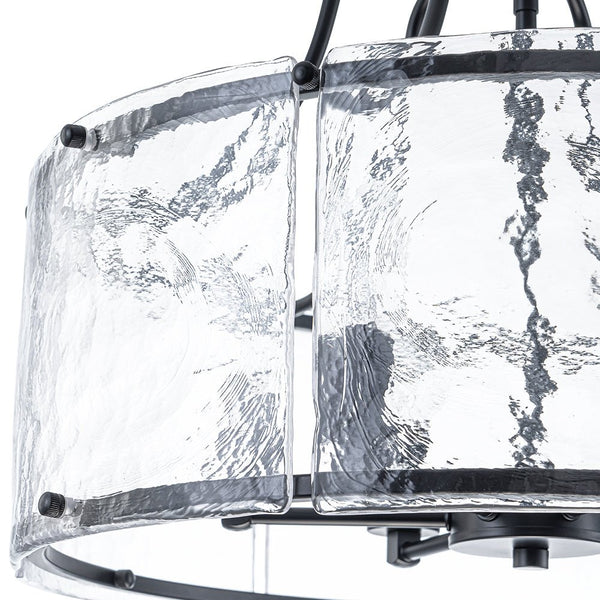 Modern 6-Light Glass Drum Lantern Pendant - Yiilighting