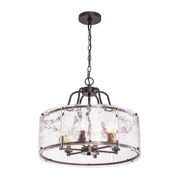Modern 6-Light Glass Drum Lantern Pendant - Yiilighting