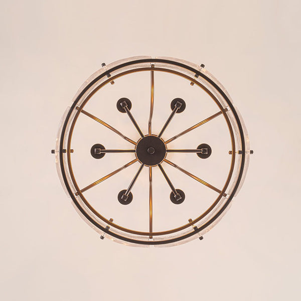 Modern 6-Light Glass Drum Lantern Pendant - Yiilighting