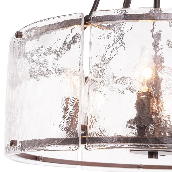 Modern 6-Light Glass Drum Lantern Pendant - Yiilighting